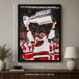 Sebastian Aho 20x29 Framed Canvas Carolina Hurricanes 2026 Stanley Cup Champions - unboxing lifestyle image