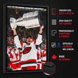Sebastian Aho 20x29 Framed Canvas Carolina Hurricanes 2026 Stanley Cup Champions - finished size infographic