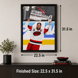 Jordan Staal 20x29 Framed Canvas Carolina Hurricanes 2026 Stanley Cup Champion - finished size infographic