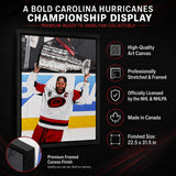 Jordan Staal 20x29 Framed Canvas Carolina Hurricanes 2026 Stanley Cup Champion - feature details infographic