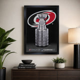 Carolina Hurricanes 20x29 Framed Canvas 2026 Stanley Cup Champions - room wall lifestyle image