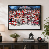 Carolina Hurricanes 20x29 Framed Canvas Celebration 2026 Stanley Cup Champions - room wall lifestyle image