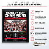 Carolina Hurricanes 16x20 PhotoGlass Frame 2026 Stanley Cup Champions Scoreboard Design PhotoGlass product features and dimensions