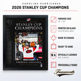 Frederik Andersen 16x20 PhotoGlass Frame Carolina Hurricanes 2026 Stanley Cup Champions PhotoGlass product features and dimensions