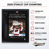 Jordan Staal 16x20 PhotoGlass Frame Carolina Hurricanes 2026 Stanley Cup Champions PhotoGlass product features and dimensions