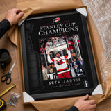 Seth Jarvis 16x20 PhotoGlass Frame Carolina Hurricanes 2026 Stanley Cup Champions unboxed framed PhotoGlass detail