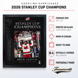 Seth Jarvis 16x20 PhotoGlass Frame Carolina Hurricanes 2026 Stanley Cup Champions PhotoGlass product features and dimensions