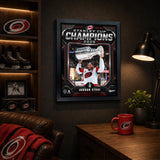 Jordan Staal 16x20 PhotoGlass Frame Carolina Hurricanes 2026 Stanley Cup Champions Shield Design lifestyle 1 image