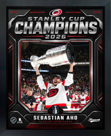 Sebastian Aho 16x20 PhotoGlass Frame Carolina Hurricanes 2026 Stanley Cup Champions Shield Design framed product image