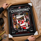 Taylor Hall 16x20 PhotoGlass Frame Carolina Hurricanes 2026 Stanley Cup Champions Shield Design lifestyle 3 image