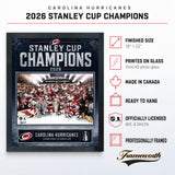 Carolina Hurricanes 16x20 PhotoGlass Frame 2026 Stanley Cup Champions Ice Design PhotoGlass product features and dimensions