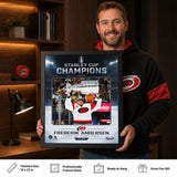 Frederik Andersen 16x20 PhotoGlass Frame Carolina Hurricanes 2026 Stanley Cup Champions Ice Design held as framed Carolina Hurricanes wall art