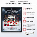 Nikolaj Ehlers 16x20 PhotoGlass Frame Carolina Hurricanes 2026 Stanley Cup Champions Ice Design PhotoGlass product features and dimensions