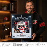 Seth Jarvis 16x20 PhotoGlass Frame Carolina Hurricanes 2026 Stanley Cup Champions Ice Design held as framed Carolina Hurricanes wall art