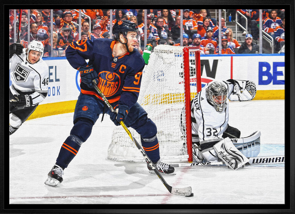 Connor McDavid Edmonton Oilers Framed 20x29 Canvas vs Los Angeles Kings