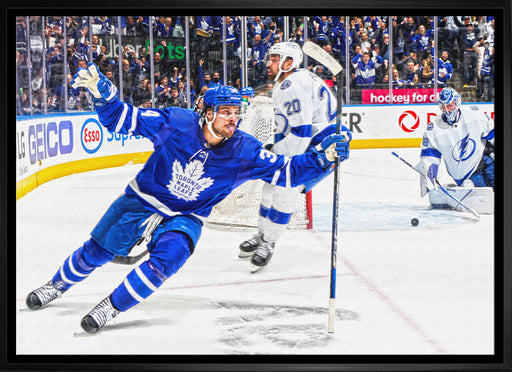 Auston Matthews Toronto Maple Leafs Framed 20x29 Celebration Canvas - Frameworth Sports Canada 