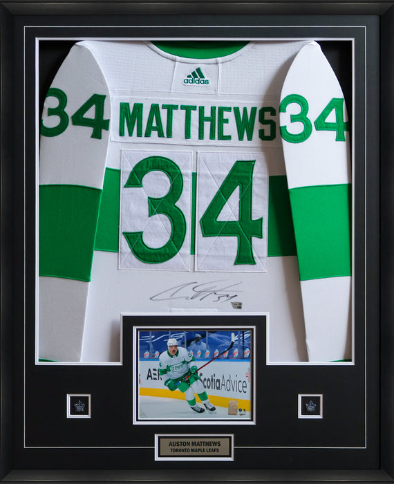 Auston Matthews Signed Framed Toronto St Pats White Adidas Jersey