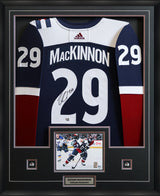 Nathan MacKinnon Signed Colorado Avalanche Framed 34x42 Adidas Third Jersey