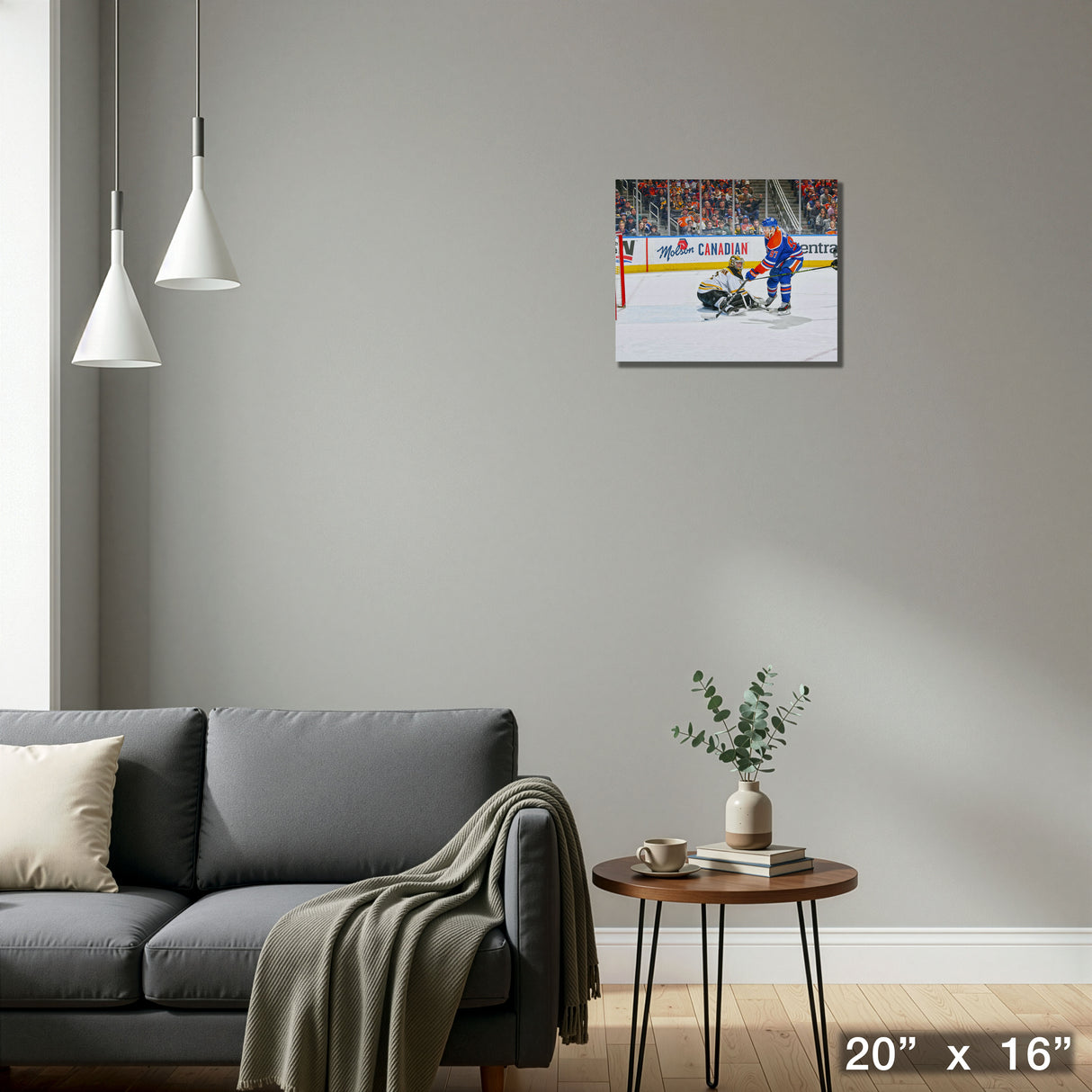 Connor McDavid Unsigned 16x20 Canvas Oilers vs Bruins – Detail – Frameworth