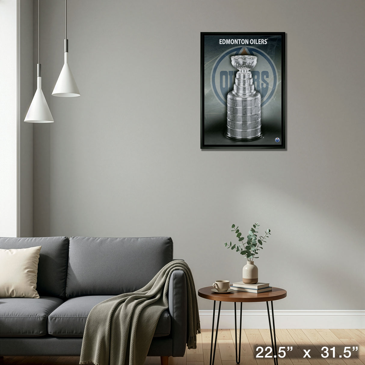 Edmonton Oilers Unsigned 20x29 Framed Canvas Stanley Cup – Detail – Frameworth