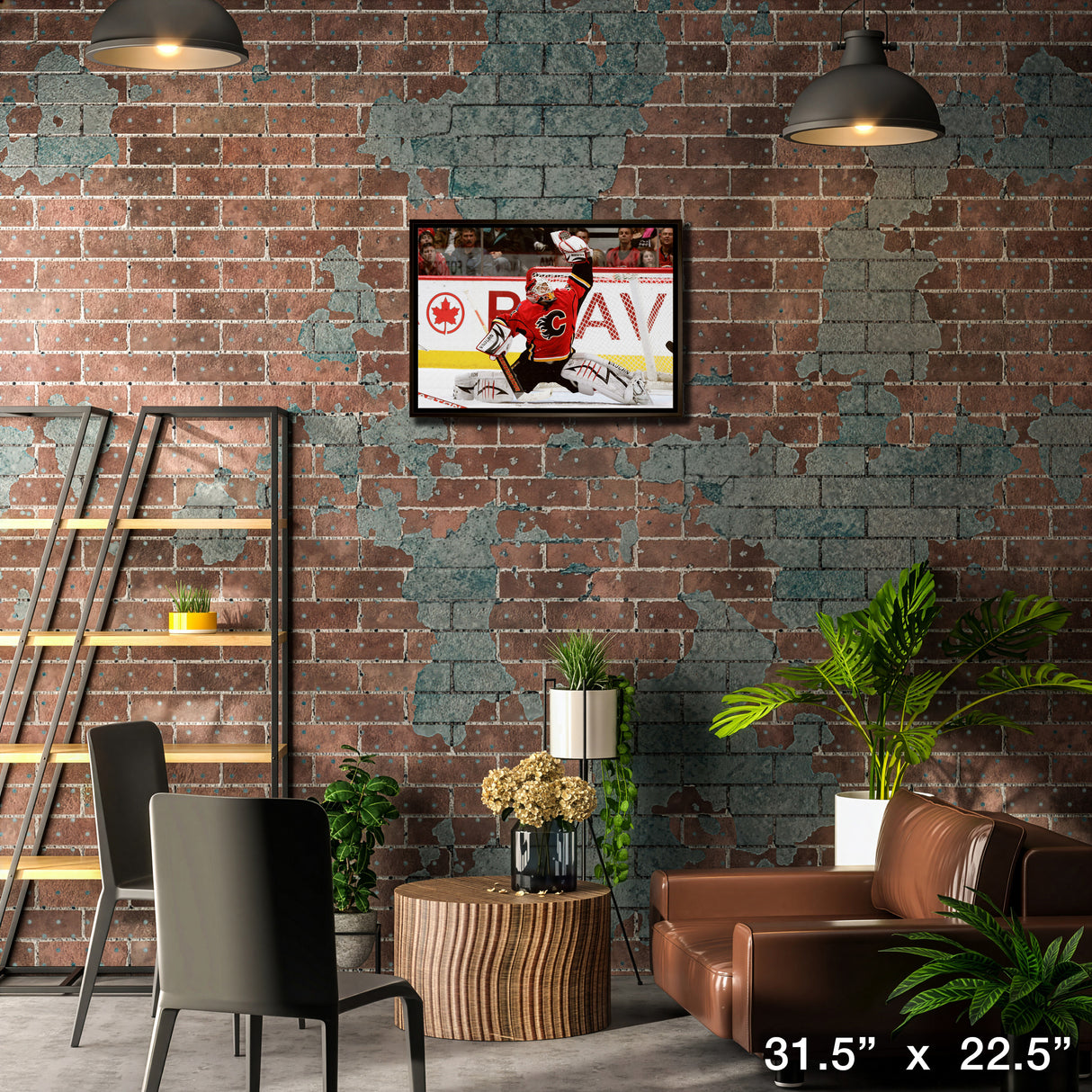 Miikka Kiprusoff 20x29 Framed Canvas Flames Glove Save-H – Lifestyle – Frameworth