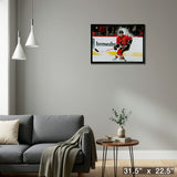 Jarome Iginla 20x29 Framed Canvas Flames Skating-H – Detail – Frameworth