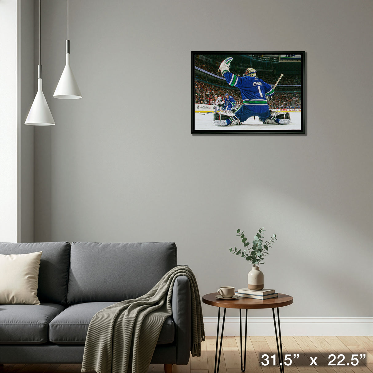 Roberto Luongo 20x29 Framed Canvas Canucks Glove Save-H – Detail – Frameworth