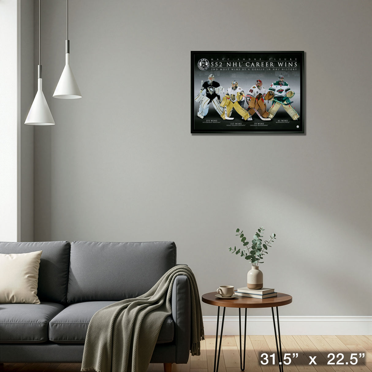 Marc-Andre Fleury Framed 20x29 Canvas 552 Career Wins – Detail – Frameworth