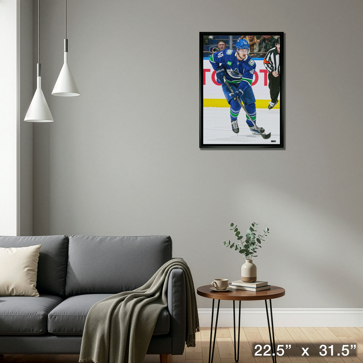 Elias Pettersson Framed 20x29 Canvas Canucks Action-V – Detail – Frameworth