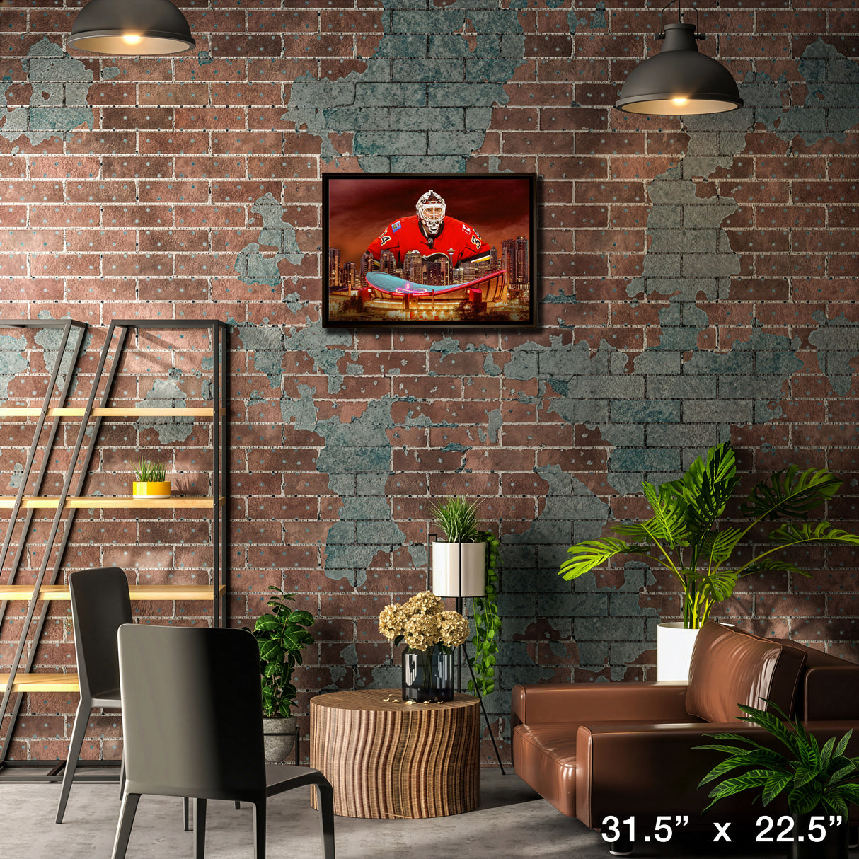 Miikka Kiprusoff 20x29 Framed Canvas Flames Skyline – Lifestyle – Frameworth