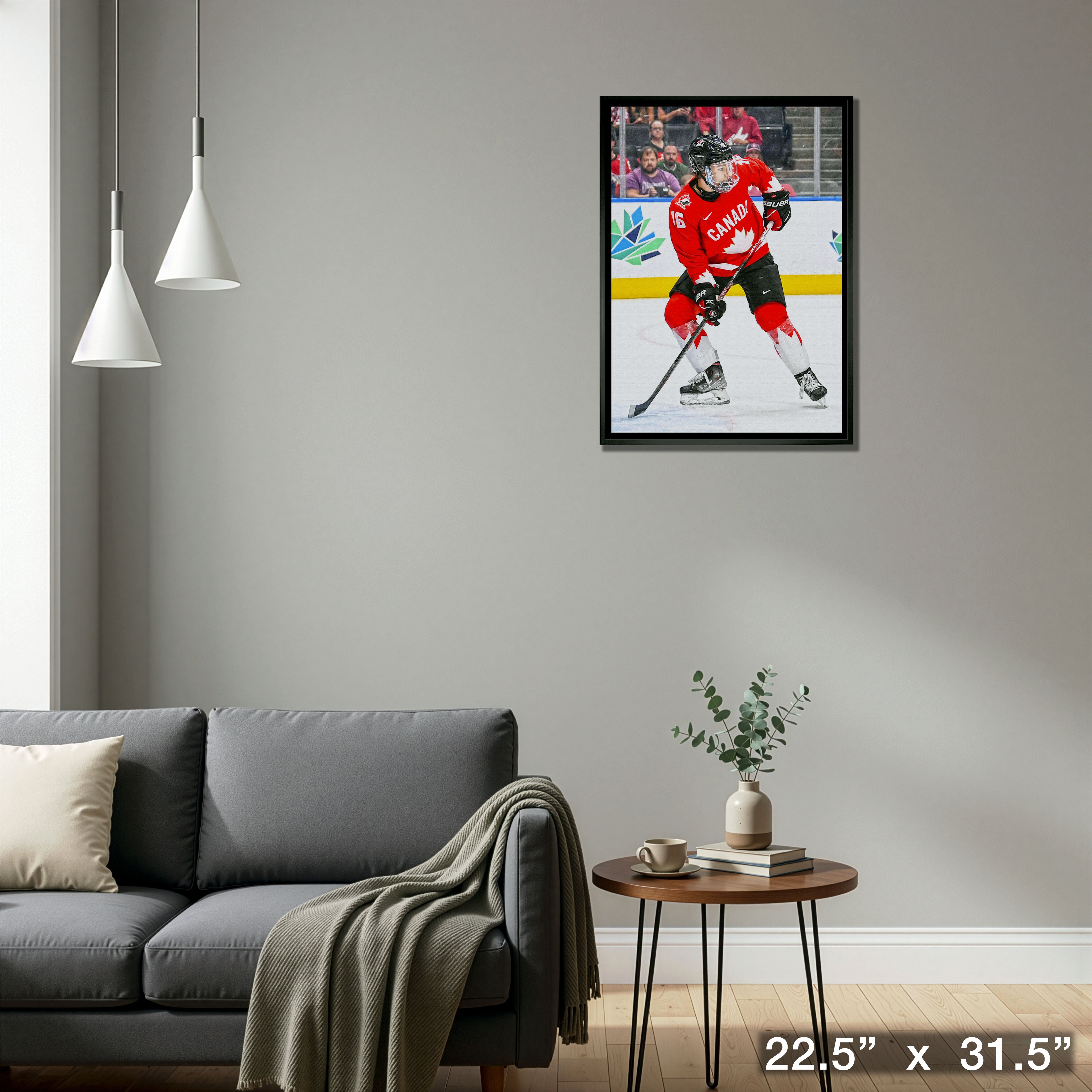 Connor Bedard 20x29 Framed Canvas Canada World Juniors-V