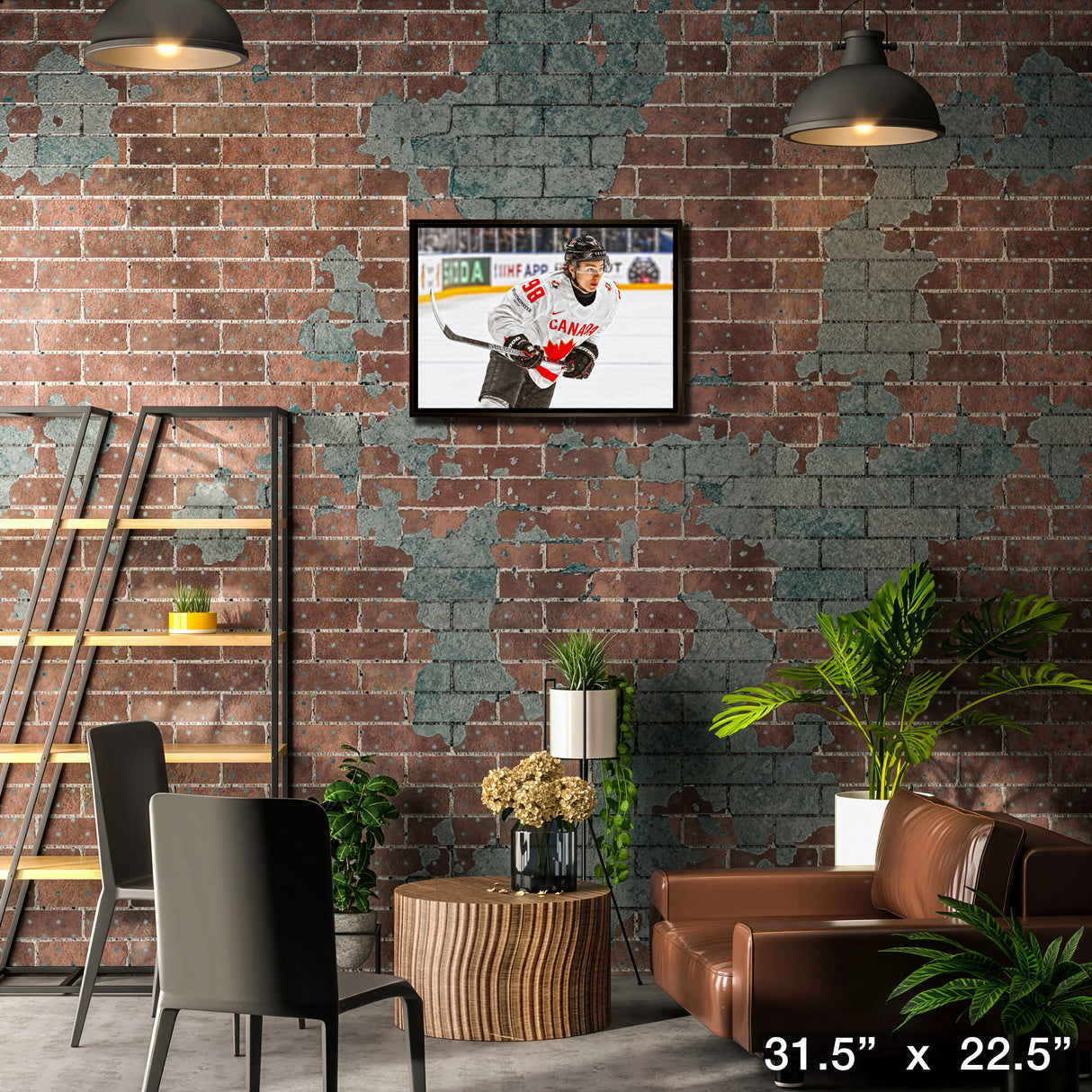 Connor Bedard 20x29 Framed Canvas Canada White Action-H – Lifestyle – Frameworth