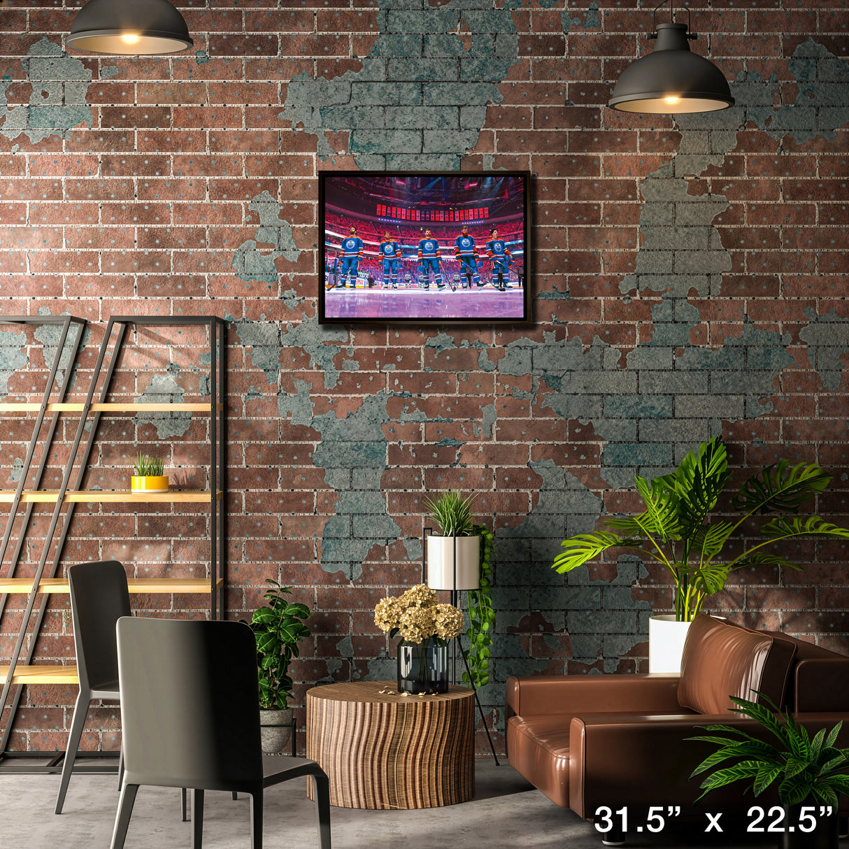 Edmonton Oilers 20x29 Unsigned Framed Canvas Anthem Line-Up – Lifestyle – Frameworth