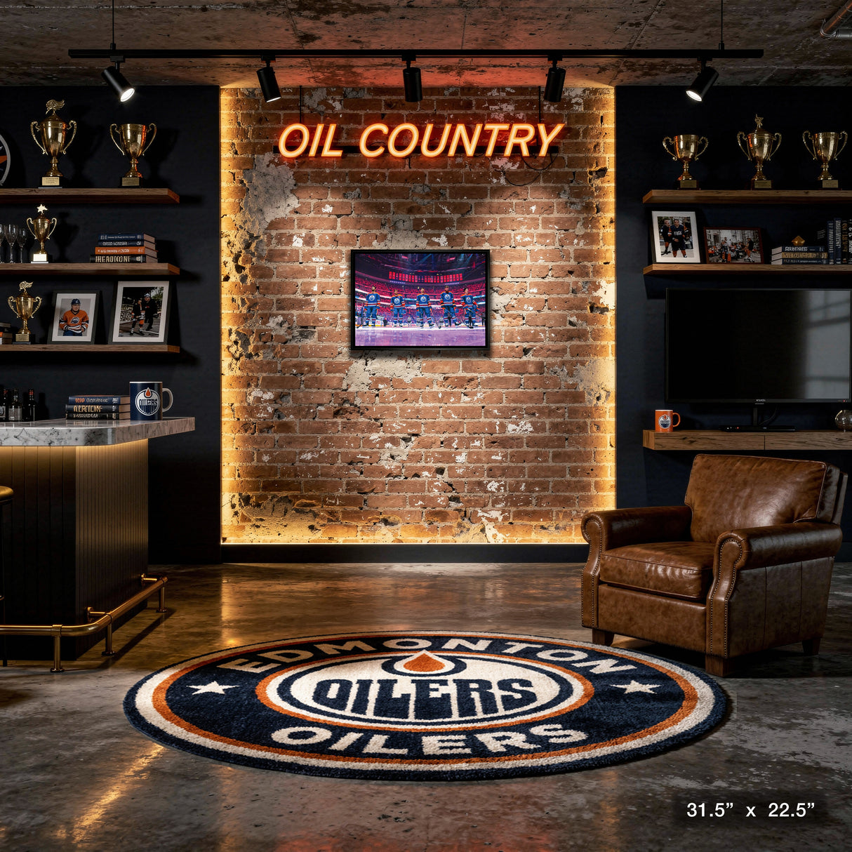 Edmonton Oilers 20x29 Unsigned Framed Canvas Anthem Line-Up – View 4 – Frameworth