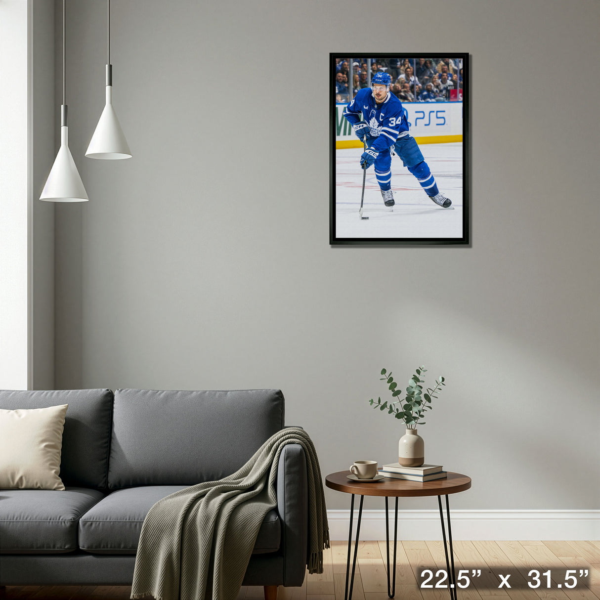 Auston Matthews 20x29 Unsigned Framed Canvas Maple Leafs Action-V – Detail – Frameworth