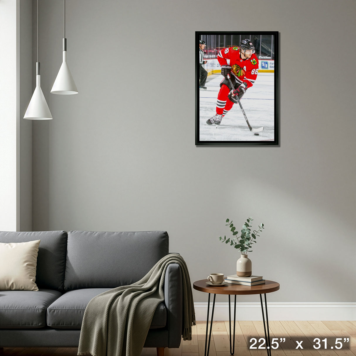 Patrick Kane 20x29 Framed Canvas Chicago Blackhawks – Detail – Frameworth