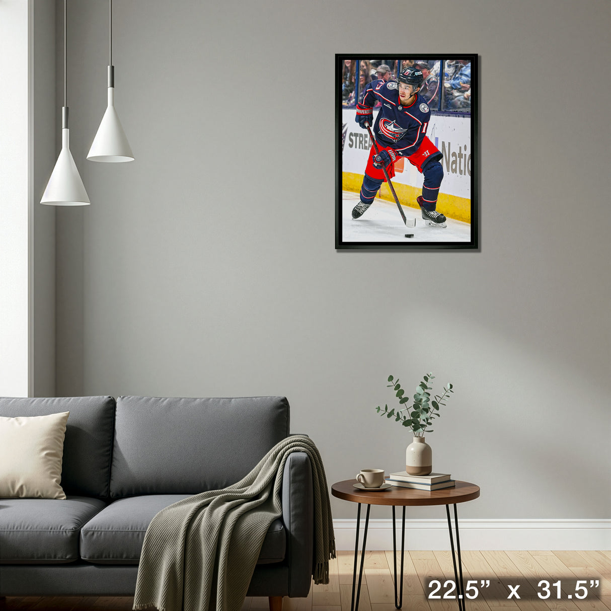 Johnny Gaudreau 20x29 Framed Canvas Columbus Blue Jackets – Detail – Frameworth