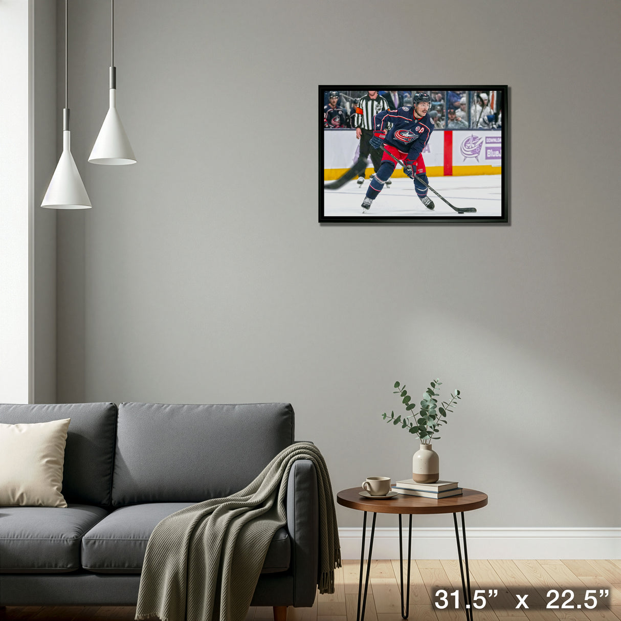 Zach Werenski 20x29 Framed Canvas Columbus Blue Jackets – Detail – Frameworth