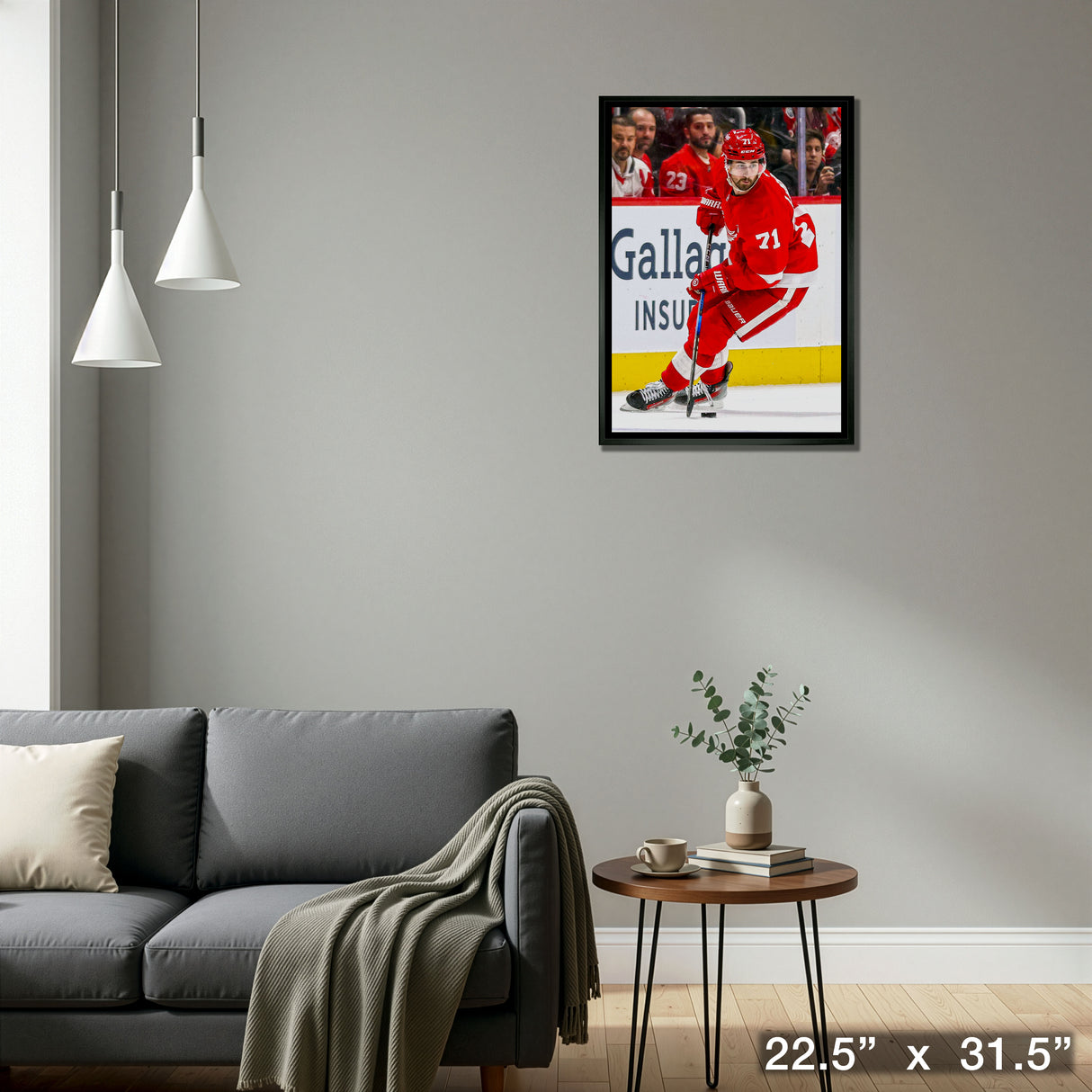 Dylan Larkin 20x29 Framed Canvas Detroit Red Wings – Detail – Frameworth