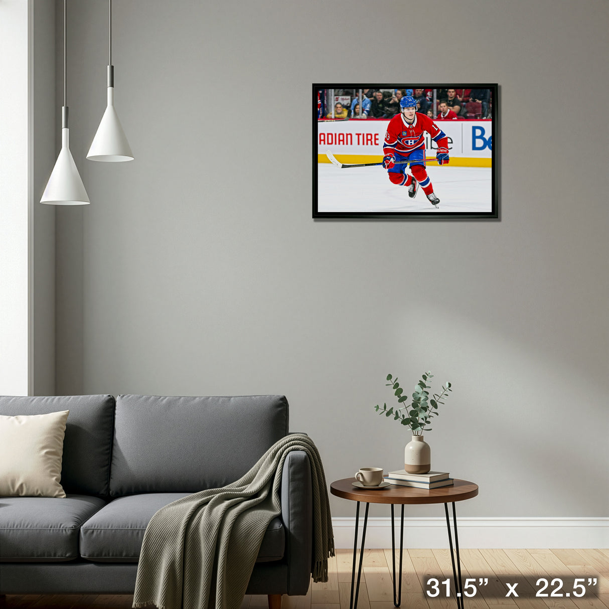 Cole Caufield 20x29 Framed Canvas Montreal Canadiens – Detail – Frameworth