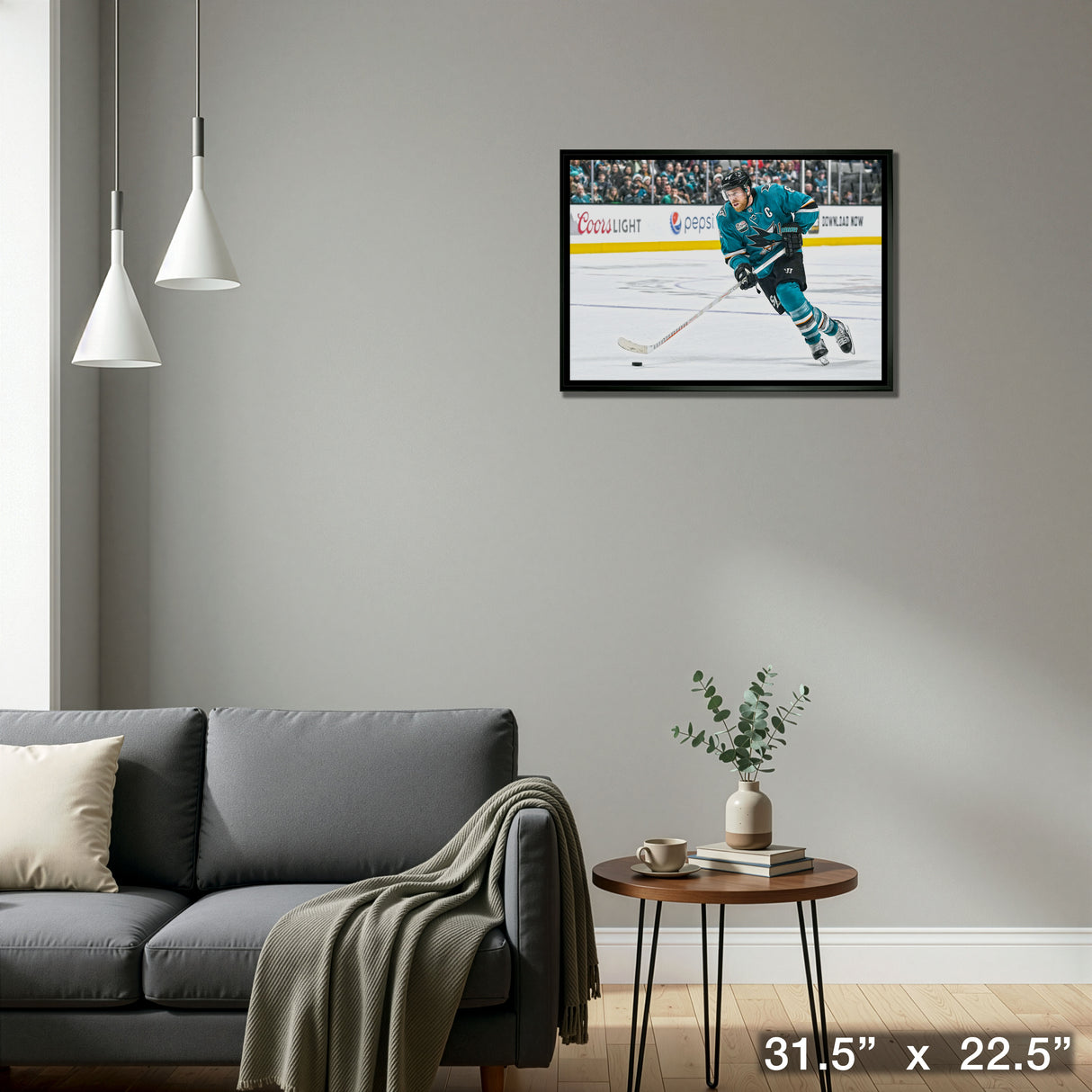 Joe Pavelski 20x29 Framed Canvas San Jose Sharks – Detail – Frameworth