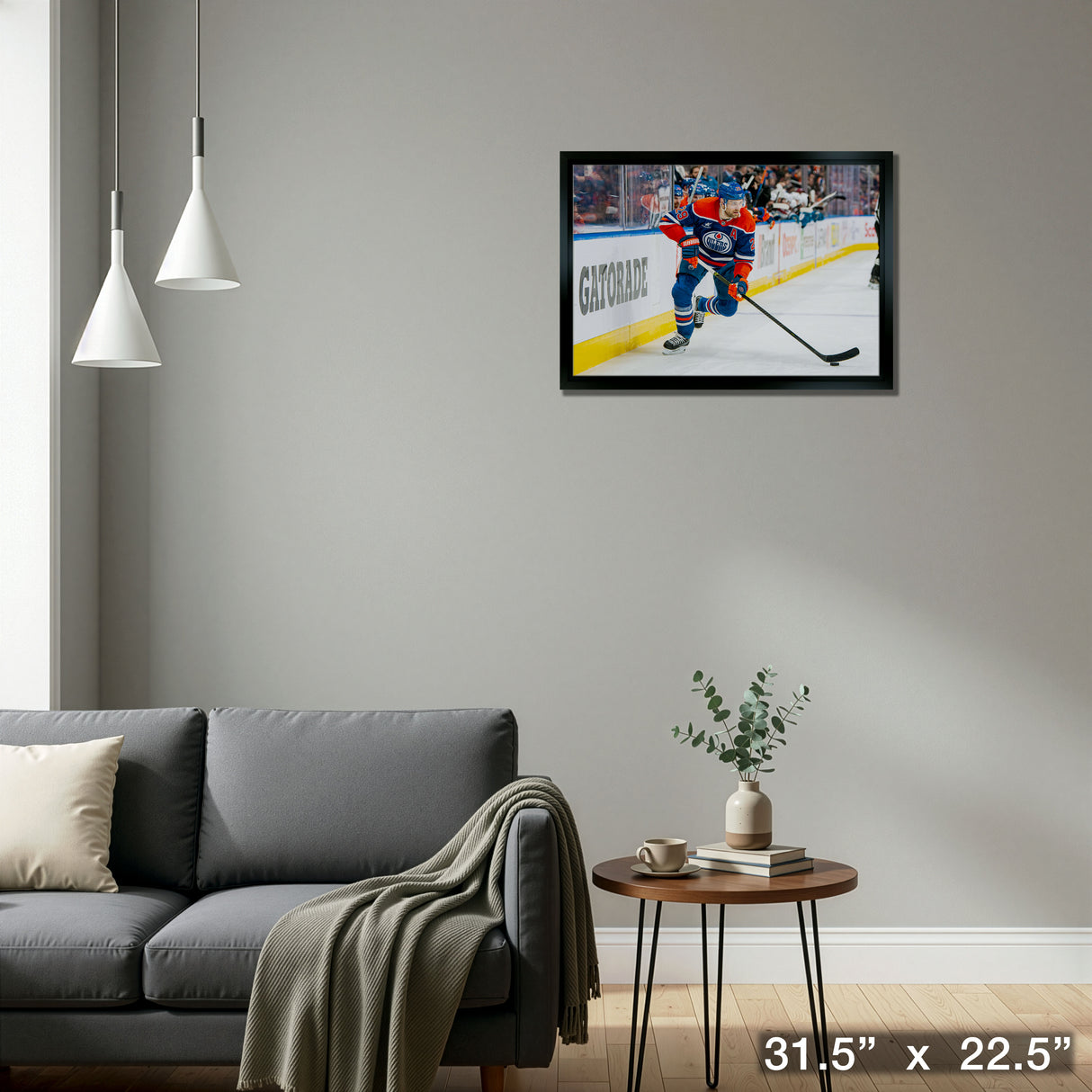 Leon Draisaitl 20x29 Framed Canvas Oilers 2025 Playoffs – Detail – Frameworth