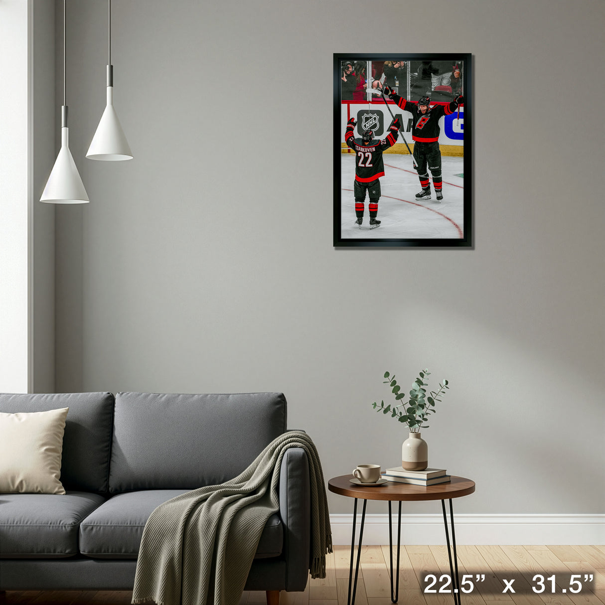 Logan Stankoven & Jordan Staal 20x29 Framed Canvas Hurricanes 2025 Playoffs – Detail – Frameworth