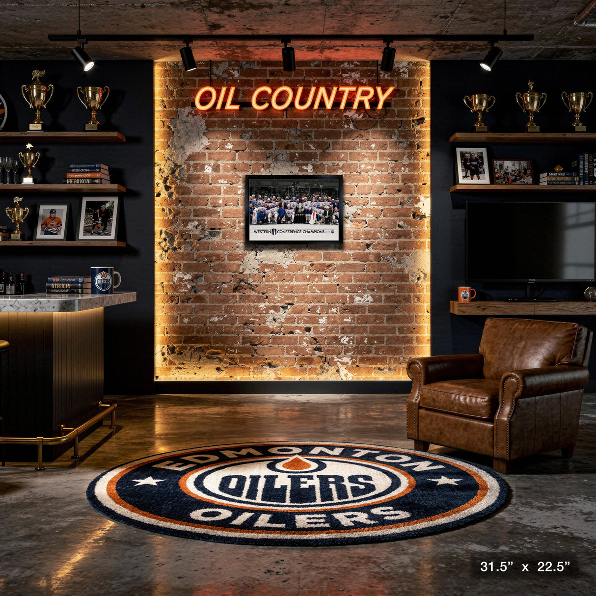 Edmonton Oilers 20x29 Framed Canavs 2025 Conference Champions – View 4 – Frameworth
