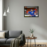 Leon Draisaitl 20x29 Framed Canvas Oilers 2025 SCF OT Celebration -H – Detail – Frameworth