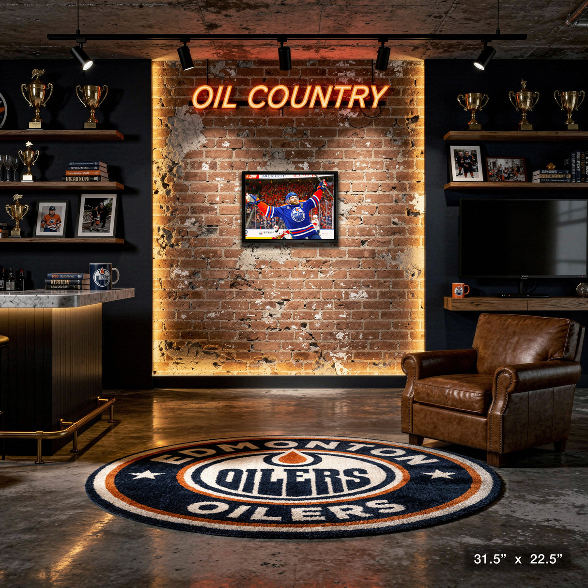 Leon Draisaitl 20x29 Framed Canvas Oilers 2025 SCF OT Celebration -H – View 4 – Frameworth