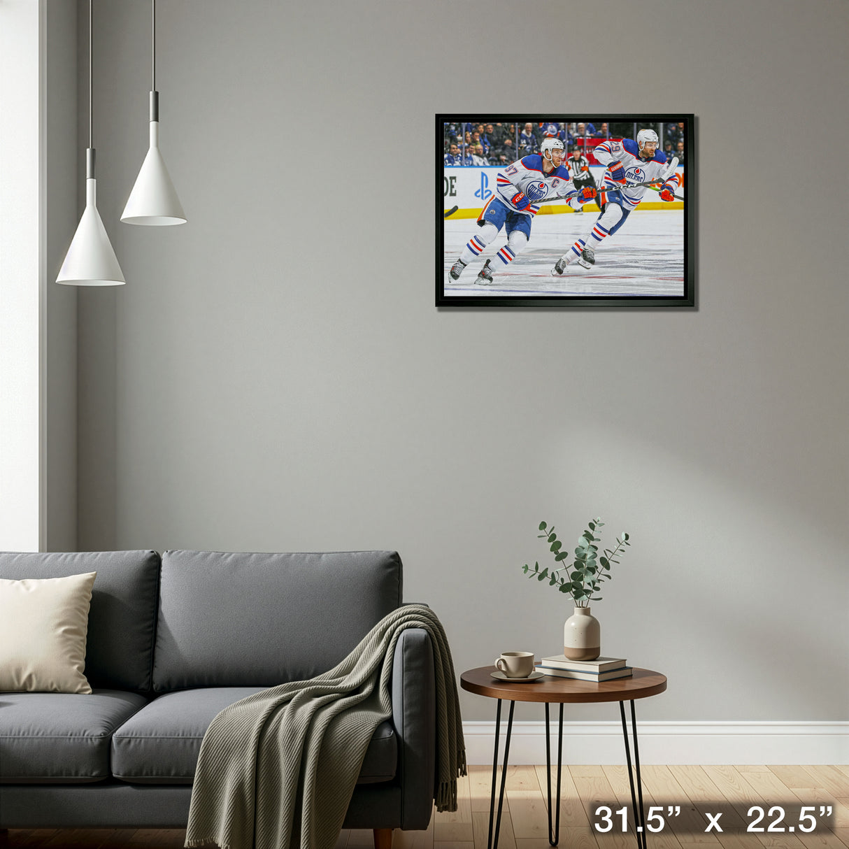 McDavidC & DraisaitlL 20x29 Framed Canvas Oilers Action-H – Detail – Frameworth