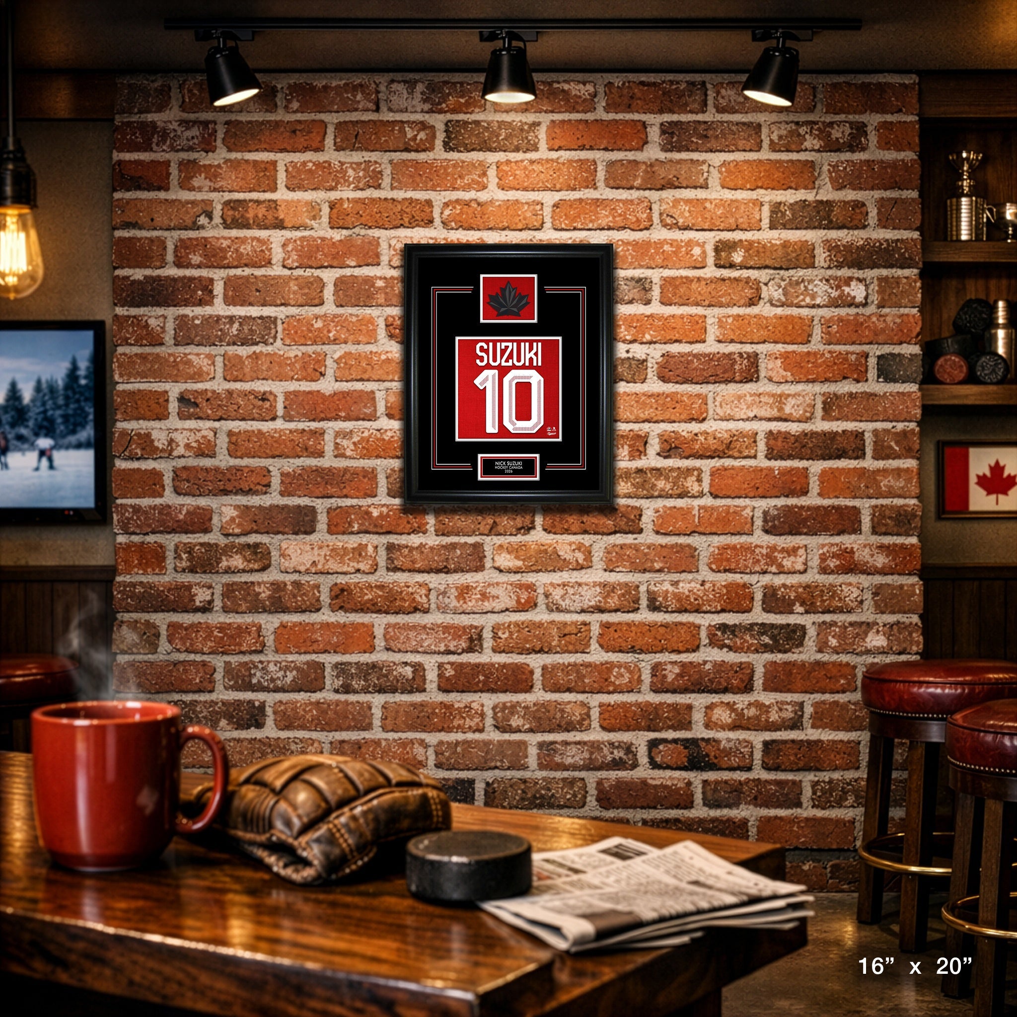 Nick Suzuki Team Canada 2026 Olympics Jersey Number Frame 16x20