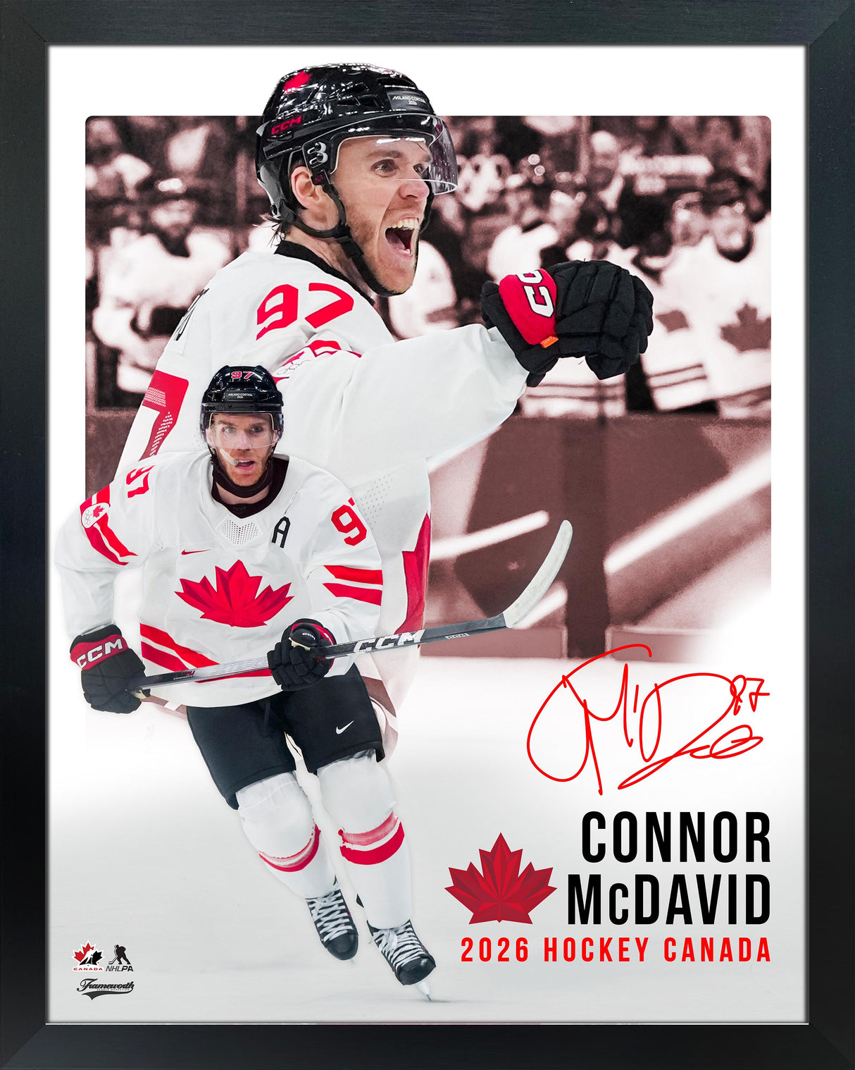 Connor McDavid 16x20 Framed Replica Signature Hockey Canada 2026-V