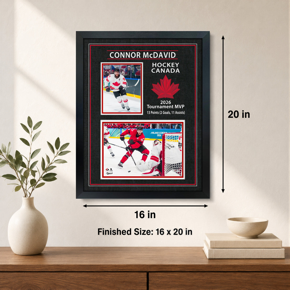 Connor McDavid 16x20 Framed Print Hockey Canada 2026 Tournament MVP Collage - lifestyle 4